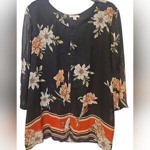 C Est. 1946 Black and Orange Blouse